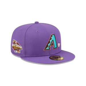 59fifty New Era Arizona Diamondbacks MLB Team Heart Fitted Gorras Morados | VSFMA-8349