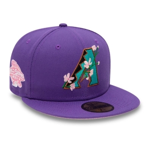 59fifty New Era Arizona Diamondbacks Side Patch Bloom Fitted Gorras Morados | VLIJA-8572