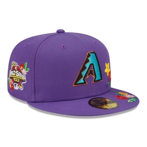 59fifty New Era Arizona Diamondbacks Visor Bloom Fitted Gorras Morados | TFGZS-0239