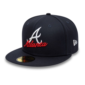 59fifty New Era Atlanta Braves Dual Logo Fitted Gorras Azules | NSUXO-9081