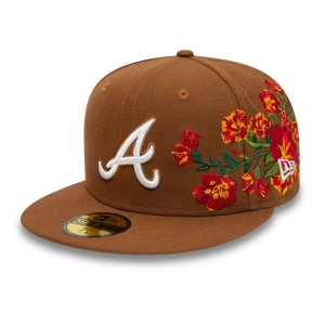 59fifty New Era Atlanta Braves MLB Floral Toffee Fitted Gorras Marrom | SNFKV-5208