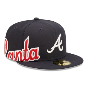 59fifty New Era Atlanta Braves MLB Side Split Fitted Gorras Azules | ZFLWD-2745