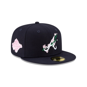 59fifty New Era Atlanta Braves Side Patch Bloom Fitted Gorras Azules | PHYTU-2819