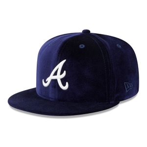 59fifty New Era Atlanta Braves Velvet Fitted Gorras Azules | XIEUW-4691