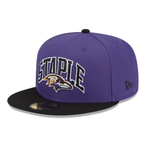 59fifty New Era Baltimore Ravens X Staple Fitted Gorras Morados | ZHFXI-0516