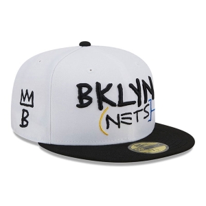 59fifty New Era Brooklyn Nets Authentics City Edition Fitted Gorras Blancos | DJRFX-7328
