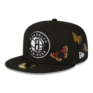 59fifty New Era Brooklyn Nets Felt X NBA Fitted Gorras Negros | PWIDH-8375