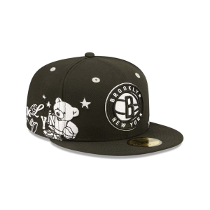 59fifty New Era Brooklyn Nets Teddy Fitted Gorras Negros | VPEFU-0259