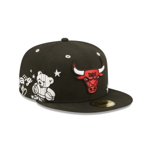 59fifty New Era Chicago Bulls Teddy Fitted Gorras Negros | JQMFS-4819