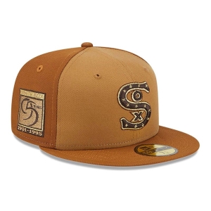 59fifty New Era Chicago Sox Tri Tone Fitted Gorras Marrom | VOUQR-4370