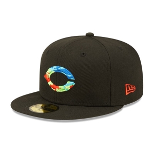 59fifty New Era Cincinnati Reds Infrared Fitted Gorras Negros | DSRVN-2396