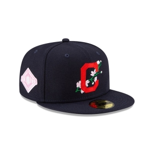 59fifty New Era Cleveland Guardians Side Patch Bloom Fitted Gorras Azules | ZIWBM-8952