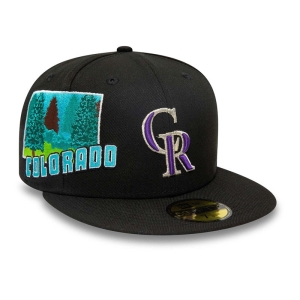 59fifty New Era Colorado Rockies Stateview Fitted Gorras Negros | MLUFT-8745