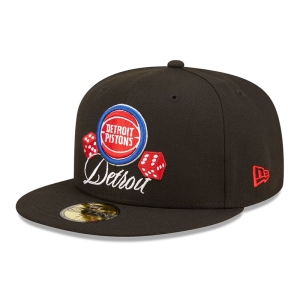 59fifty New Era Detroit Pistons Roller Fitted Gorras Negros | BIUSD-1236