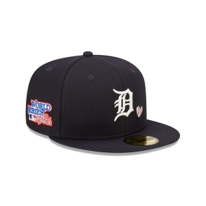 59fifty New Era Detroit Tigers MLB Team Heart Fitted Gorras Azules | PVAIW-6257