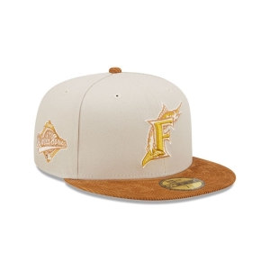 59fifty New Era Florida Marlins Cord Visor Fitted Gorras Creme | TFVDA-8296