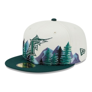 59fifty New Era Florida Marlins Outdoor Fitted Blancos | JRMWI-4870