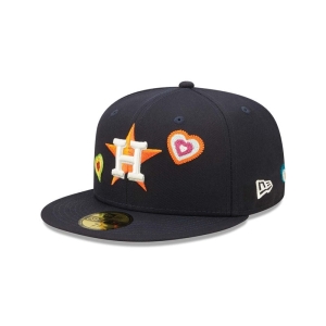 59fifty New Era Houston Astros Chain Stitch Heart Fitted Gorras Azules | SDWMH-8517
