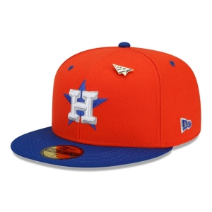 59fifty New Era Houston Astros MLB X Paper Planes Fitted Gorras Naranjas | LTGQU-8139