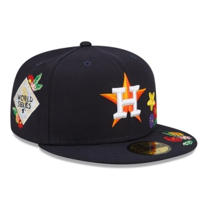 59fifty New Era Houston Astros Visor Bloom Fitted Gorras Azules | SBUMC-8019