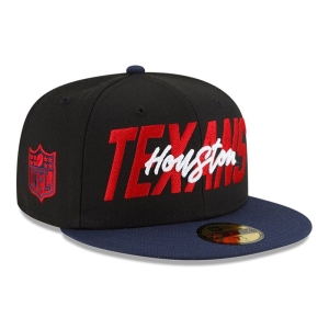 59fifty New Era Houston Texans NFL Draft Fitted Gorras Negros | BHEDG-3602