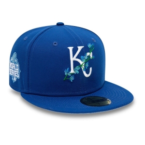 59fifty New Era Kansas City Royals Side Patch Bloom Fitted Gorras Azules | IRKWS-3479