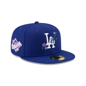 59fifty New Era La Dodgers Side Patch Bloom Fitted Gorras Azules | MKSER-5401