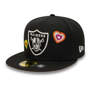 59fifty New Era Las Vegas Raiders Chain Stitch Heart Fitted Gorras Negros | HGORP-6094