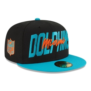 59fifty New Era Miami Dolphins NFL Draft Fitted Gorras Negros | DYUBL-5738