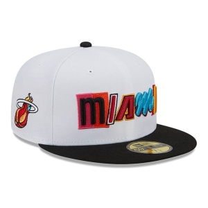59fifty New Era Miami Heat Authentics City Edition Fitted Gorras Blancos | KLMBC-4520