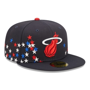 59fifty New Era Miami Heat NBA Americana Fitted Gorras Azules | OVZET-5406