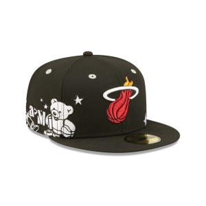 59fifty New Era Miami Heat Teddy Fitted Gorras Negros | FLRWQ-0195