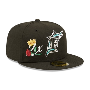 59fifty New Era Miami Marlins Crown Champs Fitted Gorras Negros | IBZLD-3647