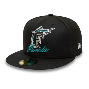 59fifty New Era Miami Marlins Dual Logo Fitted Gorras Negros | BACWT-2843