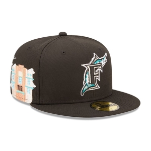 59fifty New Era Miami Marlins MLB Cloud Fitted Gorras Negros | DHTBM-3894