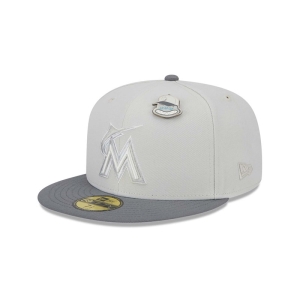 59fifty New Era Miami Marlins Outer Space Fitted Gorras Grises | YGRNL-3826