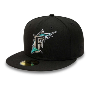 59fifty New Era Miami Marlins Premium Authentic On Field Game Lana Fitted Gorras Negros | JXZFE-1490