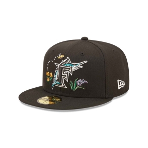 59fifty New Era Miami Marlins Watercolour Floral Gorras Negros | SXORI-5403