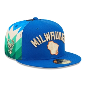 59fifty New Era Milwaukee Bucks Authentics City Edition Fitted Gorras Azules | WEGJO-1672