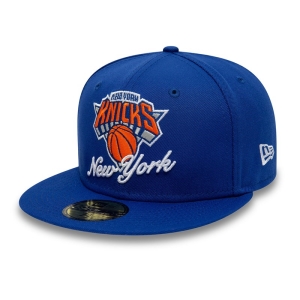 59fifty New Era New York Knicks Dual Logo Fitted Gorras Azules | OPNIV-3128