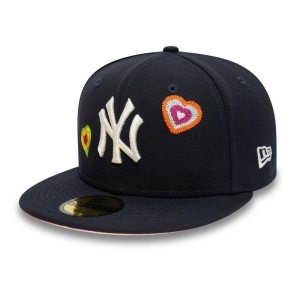59fifty New Era New York Yankees Chain Stitch Heart Fitted Gorras Azules | MDBRS-5981