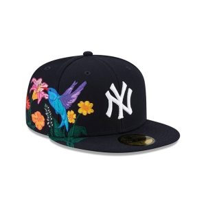 59fifty New Era New York Yankees MLB Blooming Fitted Gorras Azules | HJTPM-5249