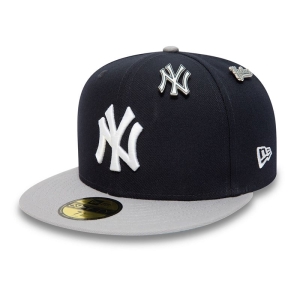 59fifty New Era New York Yankees MLB Pin Badge Fitted Gorras Azules | KDJOG-8276