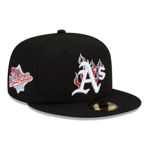 59fifty New Era Oakland Athletics MLB Team Fire Gorras Negros | KONLV-2705