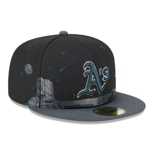 59fifty New Era Oakland Athletics Planetary Fitted Gorras Negros | ERXVY-4235