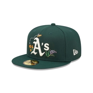 59fifty New Era Oakland Athletics Watercolour Floral Gorras Verdes | IWBEN-3702