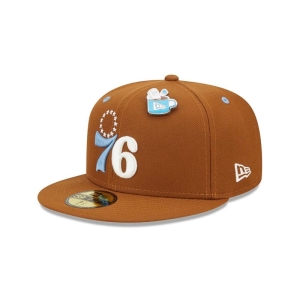 59fifty New Era Philadelphia 76ers Hot Cocoa Fitted Gorras Marrom | HQXKR-6734