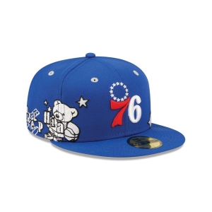 59fifty New Era Philadelphia 76ers Teddy Fitted Gorras Azules | QBVMK-5948