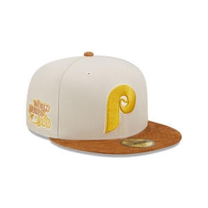 59fifty New Era Philadelphia Phillies Cord Visor Fitted Gorras Creme | SPYQB-1253