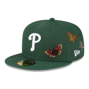 59fifty New Era Philadelphia Phillies Felt X MLB Fitted Gorras Verdes | RELIV-8537